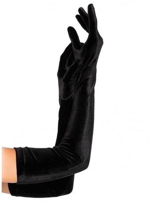 Сексуальні рукавички stretch velvet opera length gloves від leg avenue, чорні o\s кітті