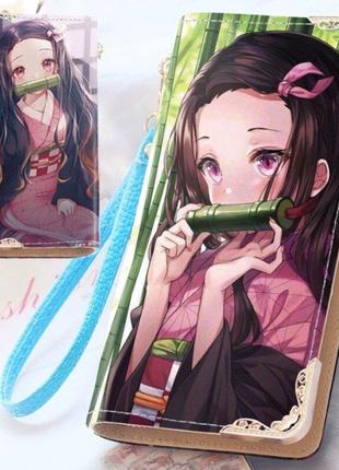 Розкішний жіночий аніме гаманець. з ручкою. на блискавці. недзуко камадо.