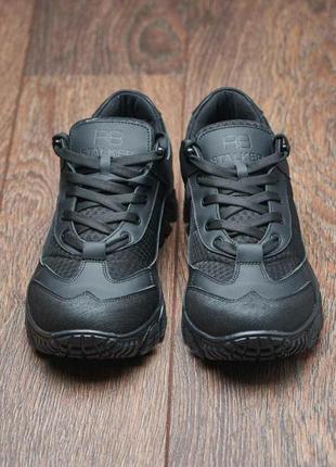 Тактичні літні кросівки чорні з натуральної шкіри та сітки, тактичне взуття8 фото