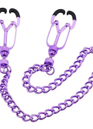 Зажимы для сосков на цепочке kinklab mandible purple nipple clamps китти
