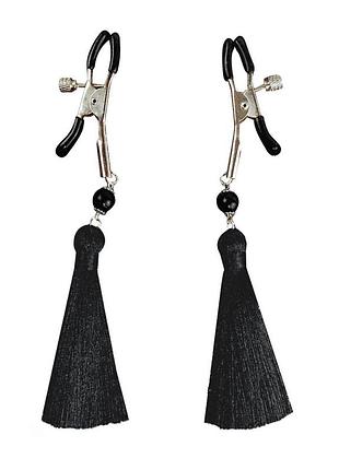 Затискач для сосків art of sex - nipple clamps black tassels кітті