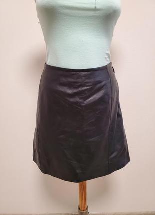 Шикарная брендовая кожаная юбка натуральная кожа1 фото