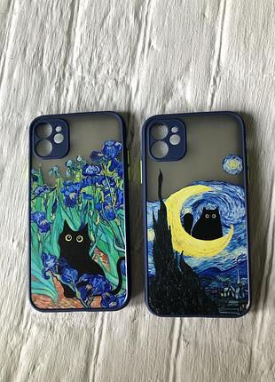 Чехол противоударный ударостойкий с черным котом котиком iphone 11 12 13 14 15 pro max