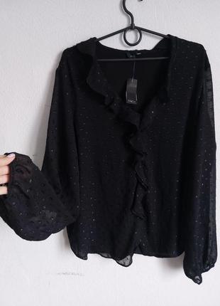 Шикарная шифоновая блуза в горошек с люрексовой нити
