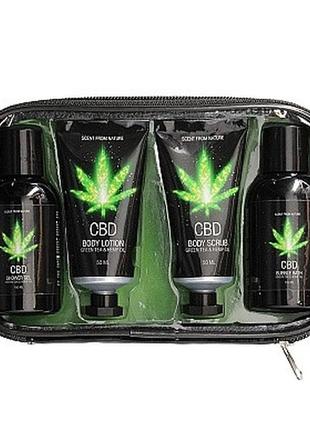 Набір косметики для ванни та душу cbd luxe travel set - green tea & hemp oil1 фото