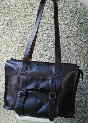 Крутая,винтажная,большая кожаная сумка  ручной работы,кожа 100%