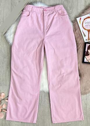 Стильные нежно-розовые джинсы-палаццо с высокой посадкой от george
