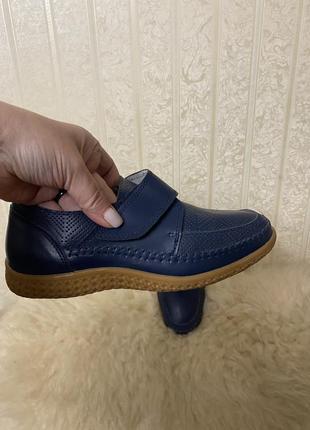 Кожаные туфли мокасины  на липучке damart7 фото