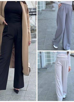 Штани з двома кишенями, вільного крою 42-52 рр. женские летние брюки костюмный твил 0590 хм