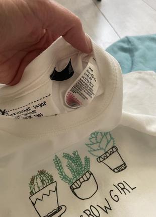 Фирменная хлопковая белая футболка topshop you grow girl cactus вот tee &amp; cake, размер с-м5 фото