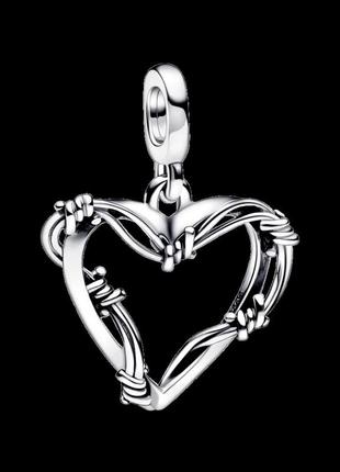 Срібна намистина для браслетів пандора мі  "сердце з дроту"