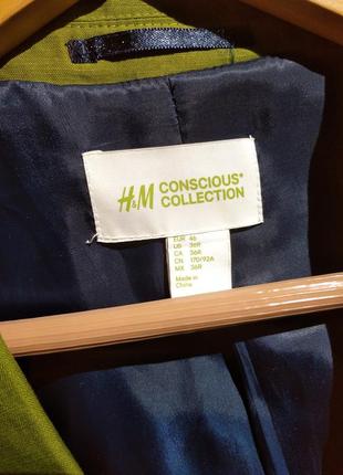 Новый льняной пиджак h&amp;m conscious жакет блейзер лен хлопок5 фото