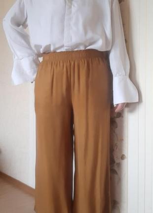 Широкие укороченые шёлковые брюки франция4 фото