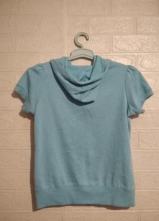 Кофта-футболка толстовка из капюшонос голубого цвета на замке2 фото