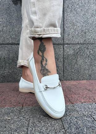 Білі жіночі лофери туфлі з натуральної шкіри шкіряні лофери туфлі мокасини4 фото