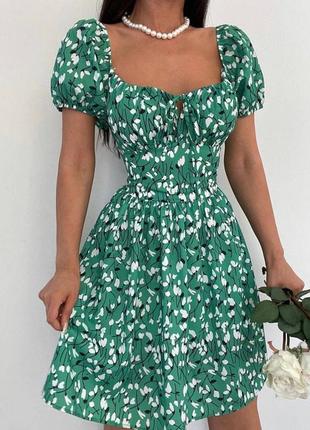 Нежное платье, р.42-44,46-48, штапель, зеленый
