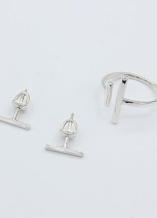 Серебряное кольцо и серьги чара 2