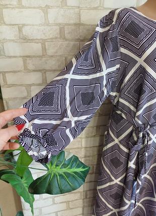 Фирменное marks & spenser платье миди со 100% вискозы с поясом в ромбы, размер хл-2хл8 фото