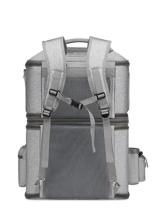 Рюкзак переноска для кошек котов маленьких собак двухместный трансформер серый