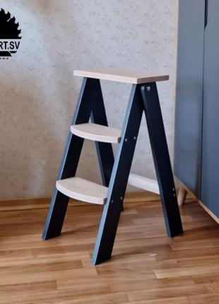 Раскладная бытовая лестница деревянная стремянка для дома и офиса9 фото