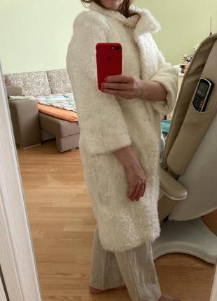 Шубка-пальто жіноча натуральна легка біла6 фото