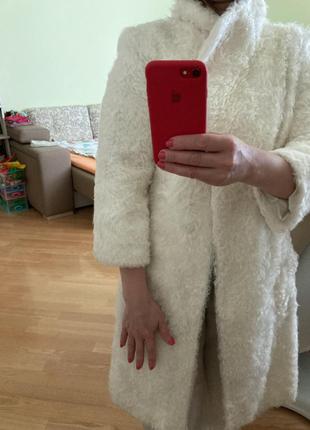 Шубка-пальто жіноча натуральна легка біла7 фото