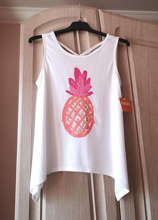 Белая оверсайз майка/туника с🍍 gymboree 10-12 лет