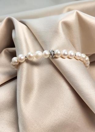 Браслет з натуральних перлів, прикраса з перлів, перловий браслет браслет на подарунок2 фото
