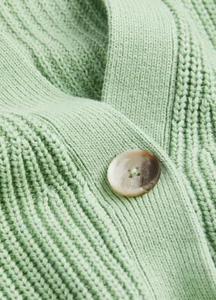 Фисташковый нежно-зеленый хлопковый кардиган на пуговицах h&m фисташковая нежно-зеленая кофта хлопок6 фото