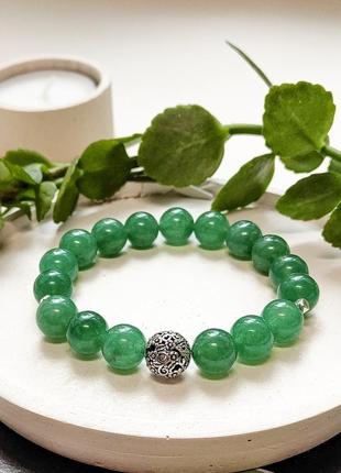 Браслет из натуральных камней, браслет из нефрита, зелёный браслет, браслет на подарок1 фото