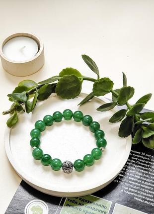 Браслет з натуральних каменів, браслет з нефриту, зелений браслет браслет на подарунок2 фото