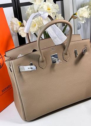 Сумка шоппер женская кожаная бежевая деловая