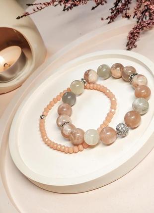 Набор браслетов, браслет из натуральных камней, браслет из солнечного камня, новогодний подарок1 фото