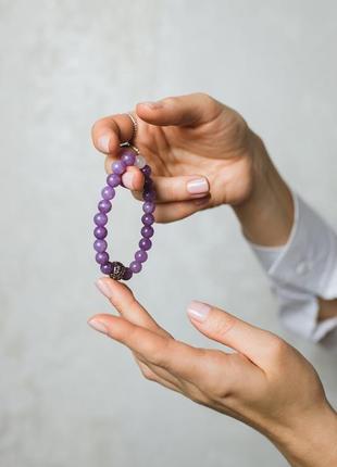 Браслет из натуральных камней, браслет из лепидолита, фиолетовый браслет, подарок2 фото