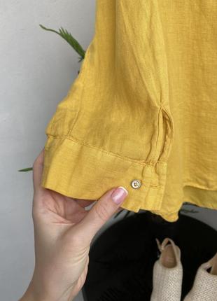 Зара льняная рубашка яркая желтая блуза туника из льна zara5 фото