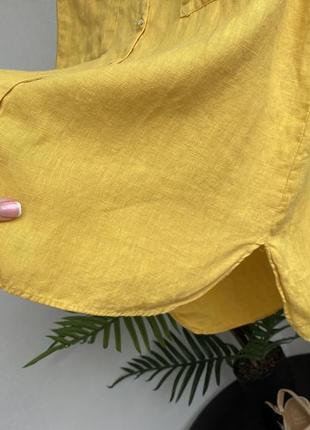 Зара льняная рубашка яркая желтая блуза туника из льна zara6 фото