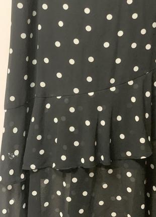 Черная шифоновая юбка в горошек6 фото