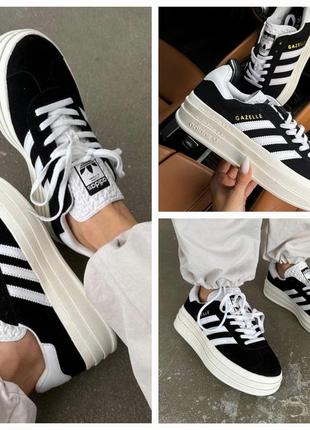 Adidas gazelle black platform