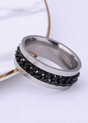 Медаль кольцо с цепочкой кольца с чепной цепочкой спиннер нержавейка унисекс мужская кольца женская купить кольцо медицинское серебро фораджо3 фото