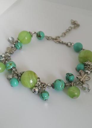 Онікс, бірюза(натуральне каміння говліт). браслет " івушка"