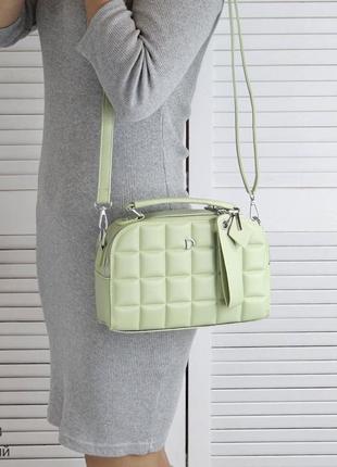 Женская качественная сумка, стильный клатч из эко кожи св.зеленый3 фото