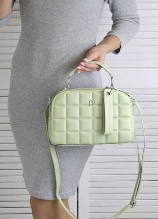 Женская качественная сумка, стильный клатч из эко кожи св.зеленый1 фото