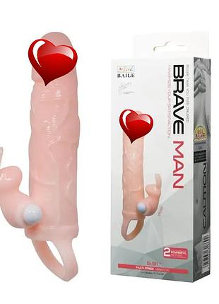 Насадка с вибрацией "brave man"  + вибратор-кролик, 2 в 1, супер