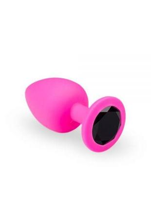 Анальная пробка, pink silicone black diamond, m