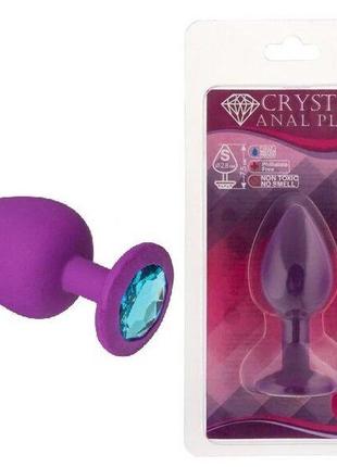 Силіконова анальна пробка з кристалом purple silicone topaz ( розмір s)