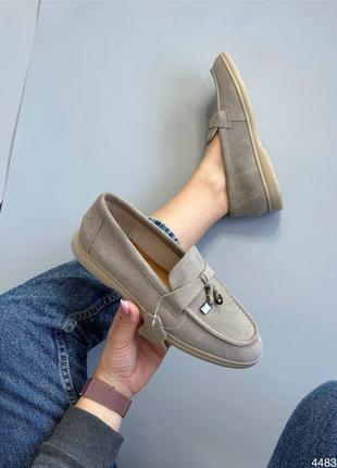Бежеві моко жіночі лофери туфлі з натуральної замші замшеві лофери туфлі2 фото