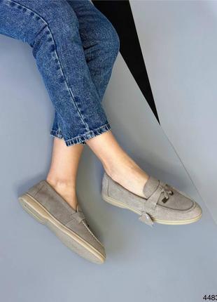 Бежеві моко жіночі лофери туфлі з натуральної замші замшеві лофери туфлі6 фото