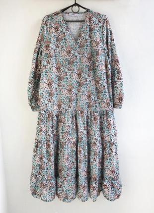 100% бавовна ярусне пишне квіткове плаття міді