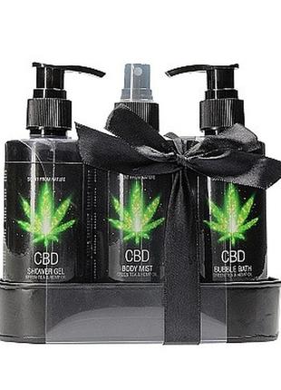 Набор для ванны (гель, пена и спрей)cbd care set - green tea & hemp oil