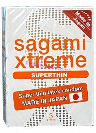 Презервативы из натурального латекса sagami xtreme superthhin 3 шт/уп, япония